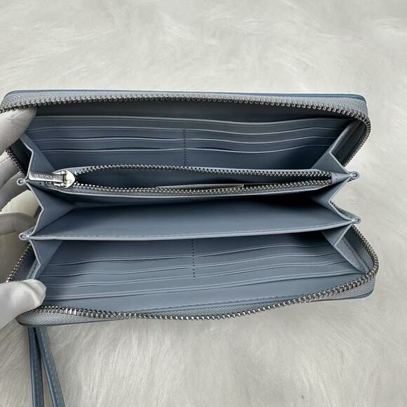 Coach Long Zip Around Wallet In Sketch Signature Canvas In Ice Blue CBO02 NWT - Picture 3 of 6